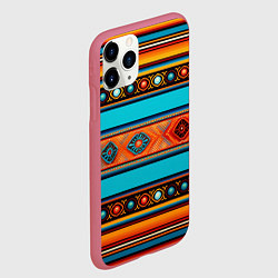 Чехол iPhone 11 Pro матовый Этнический принт в горизонтальную полоску, цвет: 3D-малиновый — фото 2