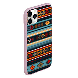 Чехол iPhone 11 Pro матовый Этнический орнамент в горизонтальную полоску, цвет: 3D-розовый — фото 2