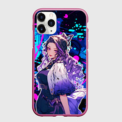 Чехол iPhone 11 Pro матовый Шинобу Кочо и граффити, цвет: 3D-малиновый