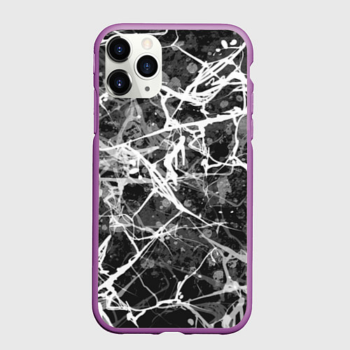 Чехол iPhone 11 Pro матовый Абстракция - паутина / 3D-Фиолетовый – фото 1