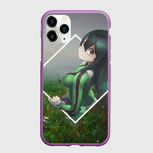 Чехол iPhone 11 Pro матовый Моя геройская академия Цую Асуи / 3D-Фиолетовый – фото 1