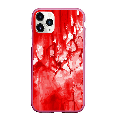 Чехол iPhone 11 Pro матовый Кровь на белом / 3D-Малиновый – фото 1