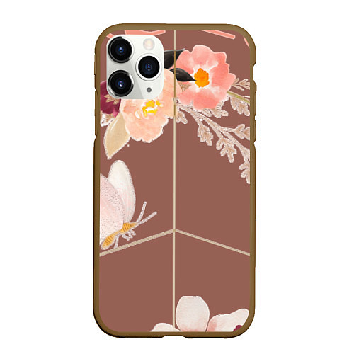 Чехол iPhone 11 Pro матовый Make love - not war / 3D-Коричневый – фото 1