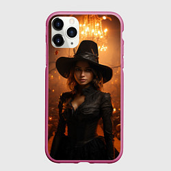 Чехол iPhone 11 Pro матовый Красивая ведьма, цвет: 3D-малиновый