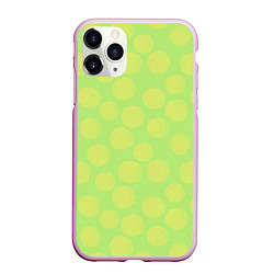 Чехол iPhone 11 Pro матовый Зеленый крупный горох геометрический орнамент, цвет: 3D-розовый