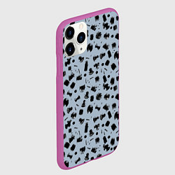 Чехол iPhone 11 Pro матовый Черный абстрактный гранж на сером, цвет: 3D-фиолетовый — фото 2