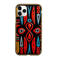 Чехол iPhone 11 Pro матовый Красно-синий узор в африканском стиле