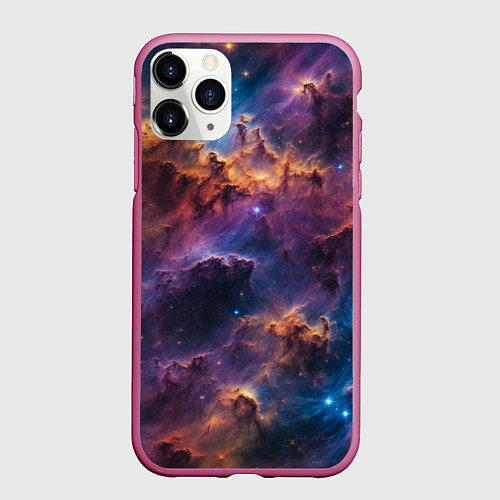 Чехол iPhone 11 Pro матовый Космическая туманность / 3D-Малиновый – фото 1