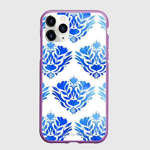 Чехол iPhone 11 Pro матовый Floral pattern - watercolor / 3D-Фиолетовый – фото 1