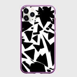 Чехол iPhone 11 Pro матовый Абстрактная чёрно-белая композиция, цвет: 3D-фиолетовый