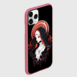 Чехол iPhone 11 Pro матовый Монашка от нейросети, цвет: 3D-малиновый — фото 2