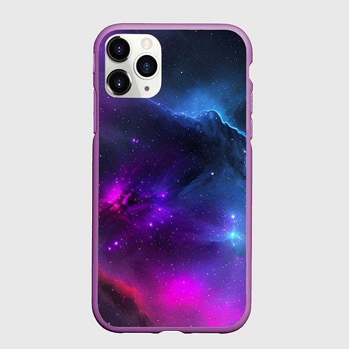 Чехол iPhone 11 Pro матовый Бескрайний космос фиолетовый / 3D-Фиолетовый – фото 1
