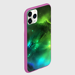 Чехол iPhone 11 Pro матовый Бескрайний космос зелёный, цвет: 3D-фиолетовый — фото 2