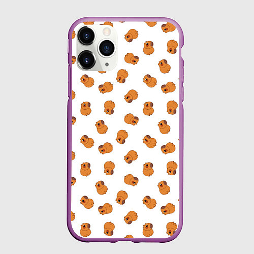 Чехол iPhone 11 Pro матовый Мини капибары / 3D-Фиолетовый – фото 1