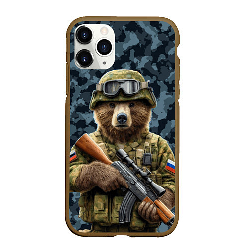 Чехол iPhone 11 Pro матовый Снайпер русский медведь / 3D-Коричневый – фото 1