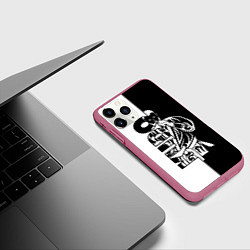 Чехол iPhone 11 Pro матовый Kudo черно-белое, цвет: 3D-малиновый — фото 2