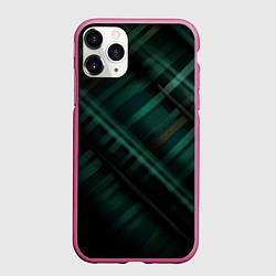 Чехол iPhone 11 Pro матовый Тёмно-зелёная шотландская клетка, цвет: 3D-малиновый