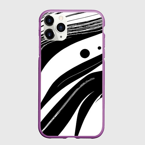 Чехол iPhone 11 Pro матовый Abstract black and white composition / 3D-Фиолетовый – фото 1