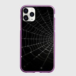 Чехол iPhone 11 Pro матовый Паутина на черном фоне, цвет: 3D-фиолетовый