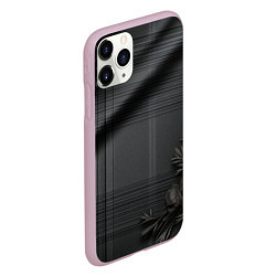 Чехол iPhone 11 Pro матовый Серо-черная шотландская клетка и цветы, цвет: 3D-розовый — фото 2