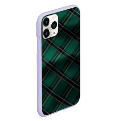 Чехол iPhone 11 Pro матовый Тёмно-зелёная диагональная шотландская клетка, цвет: 3D-светло-сиреневый — фото 2