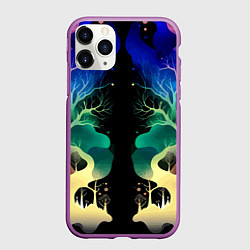 Чехол iPhone 11 Pro матовый Звёздная ночь в сказочном лесу, цвет: 3D-фиолетовый