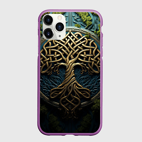 Чехол iPhone 11 Pro матовый Кельты: древо жизни / 3D-Фиолетовый – фото 1