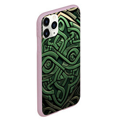 Чехол iPhone 11 Pro матовый Симметричный узор в ирландском стиле, цвет: 3D-розовый — фото 2