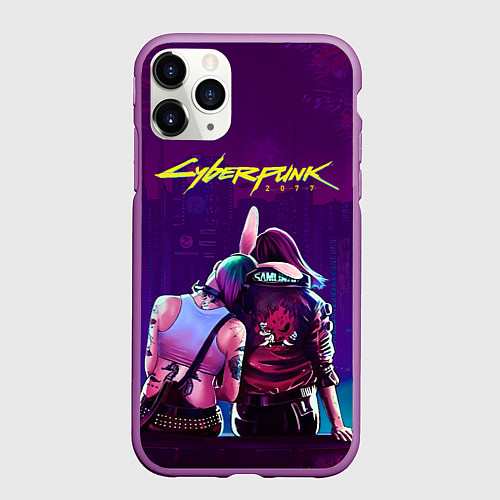 Чехол iPhone 11 Pro матовый Cyberpunk 2077: Phantom liberty / 3D-Фиолетовый – фото 1