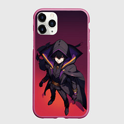 Чехол iPhone 11 Pro матовый Господин Тень, цвет: 3D-малиновый