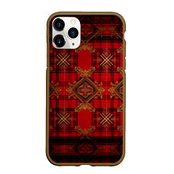 Чехол iPhone 11 Pro матовый Красная шотландская клетка royal stewart, цвет: 3D-коричневый