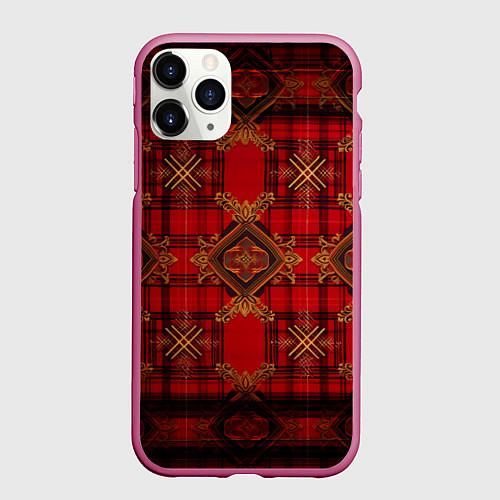 Чехол iPhone 11 Pro матовый Красная шотландская клетка royal stewart / 3D-Малиновый – фото 1