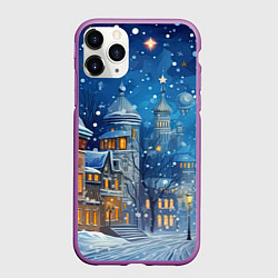 Чехол iPhone 11 Pro матовый Новогоднее настроение город, цвет: 3D-фиолетовый