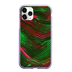 Чехол iPhone 11 Pro матовый Волнистые линии зелёные и красные