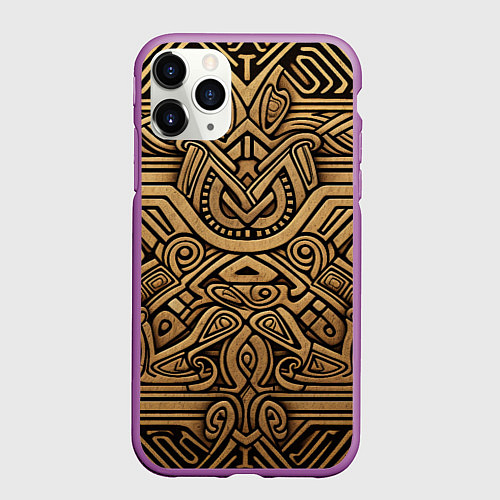 Чехол iPhone 11 Pro матовый Орнамент в стиле викингов / 3D-Фиолетовый – фото 1