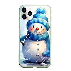 Чехол iPhone 11 Pro матовый Большой снеговик, цвет: 3D-салатовый