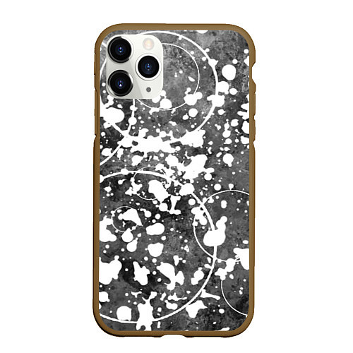 Чехол iPhone 11 Pro матовый Абстракция - круги на сером / 3D-Коричневый – фото 1