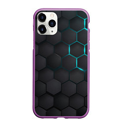 Чехол iPhone 11 Pro матовый Чёрный фон соты
