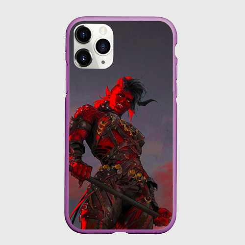 Чехол iPhone 11 Pro матовый Карлах из Baldurs Gate 3 / 3D-Фиолетовый – фото 1