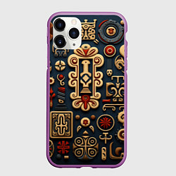 Чехол iPhone 11 Pro матовый Абстрактный паттерн в славянском стиле