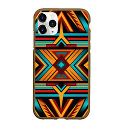 Чехол iPhone 11 Pro матовый Геометрический узор с этическом стиле, цвет: 3D-коричневый