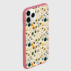 Чехол iPhone 11 Pro матовый Паттерн разные деревья и кустарники, цвет: 3D-малиновый — фото 2