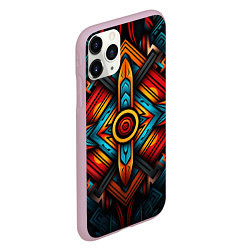 Чехол iPhone 11 Pro матовый Симметричный геометрический узор в этническом стил, цвет: 3D-розовый — фото 2