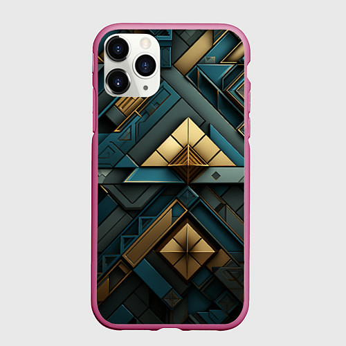 Чехол iPhone 11 Pro матовый Геометрический узор в египетском стиле / 3D-Малиновый – фото 1
