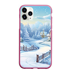 Чехол iPhone 11 Pro матовый Снежная тропинка, цвет: 3D-малиновый