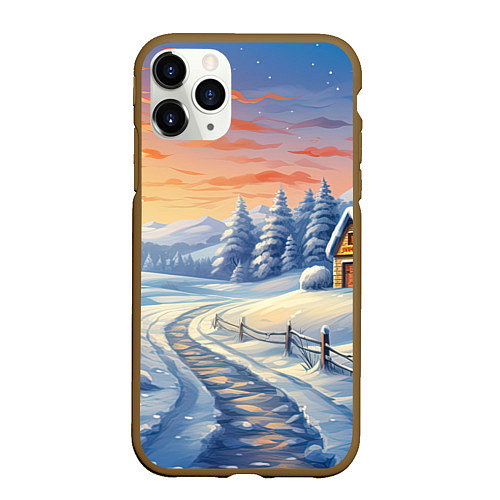 Чехол iPhone 11 Pro матовый Предновогодний восход / 3D-Коричневый – фото 1