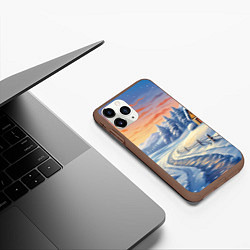 Чехол iPhone 11 Pro матовый Предновогодний восход, цвет: 3D-коричневый — фото 2