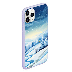 Чехол iPhone 11 Pro матовый Новогодняя опушка, цвет: 3D-светло-сиреневый — фото 2