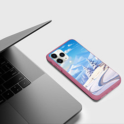 Чехол iPhone 11 Pro матовый Снежный новогодний денек, цвет: 3D-малиновый — фото 2