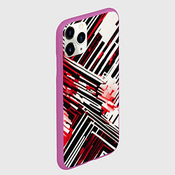 Чехол iPhone 11 Pro матовый Киберпанк линии белые и красные, цвет: 3D-фиолетовый — фото 2